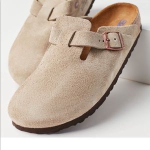 Birkenstock Taupe Suede Soft Footbed Boston Clog